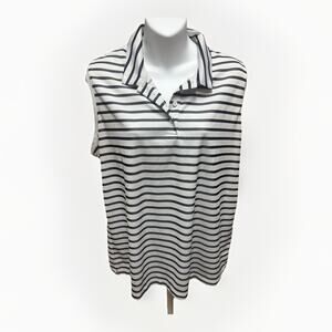 Nike Polo Shirt Womens Size XL Striped Dri Fit Sleeveless Tank Top Casual Golf